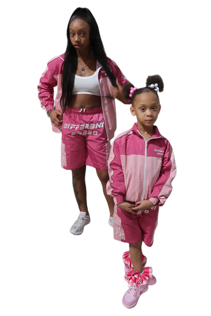 ADULTS PINK WINDBREAKER SHORT SET💕