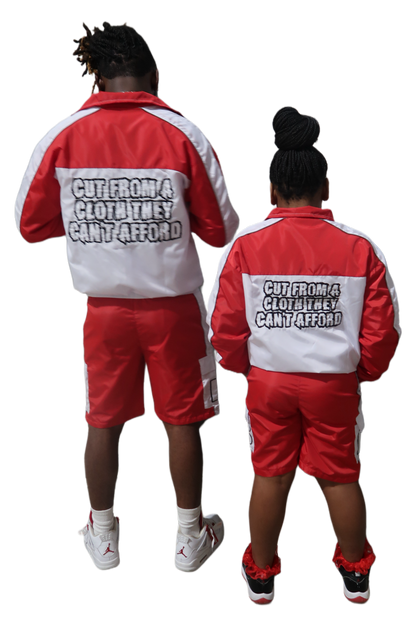 KIDS RED WINDBREAKER SHORT SET