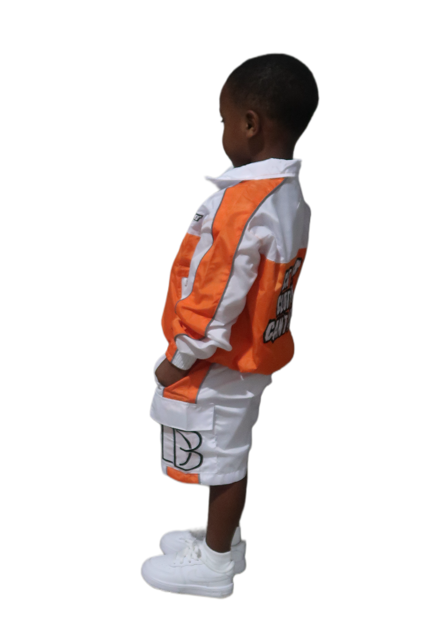KIDS ORANGE WINDBREAKER SHORT SET