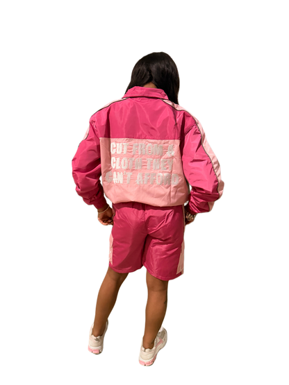 ADULTS PINK WINDBREAKER SHORT SET💕