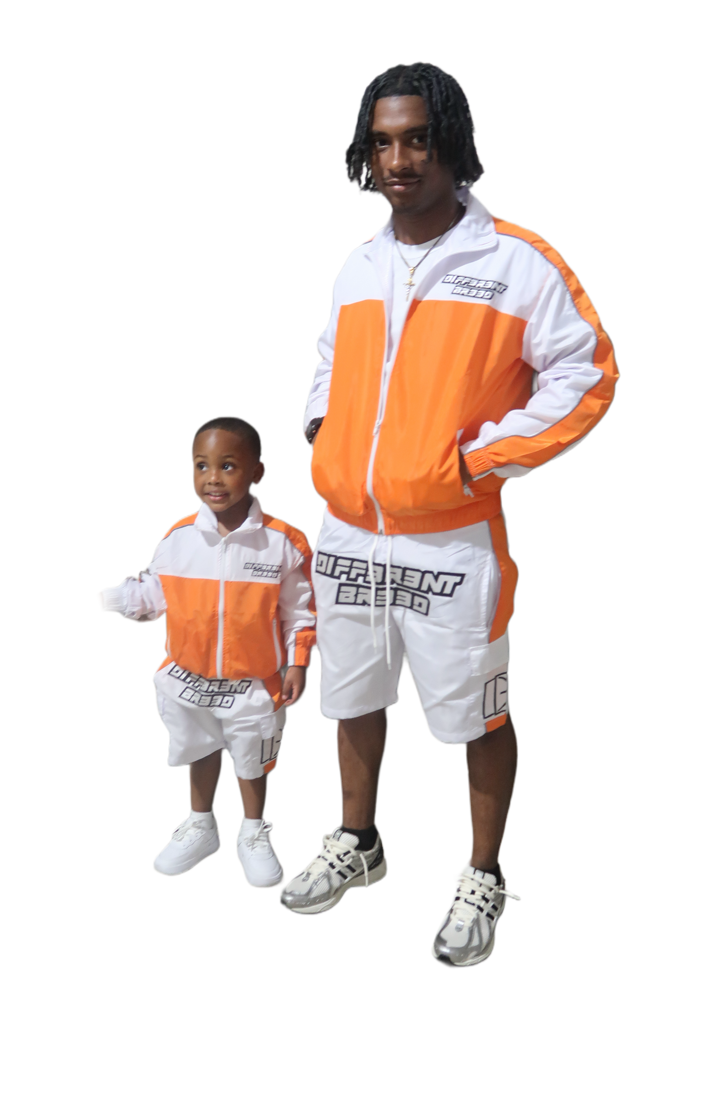 KIDS ORANGE WINDBREAKER SHORT SET