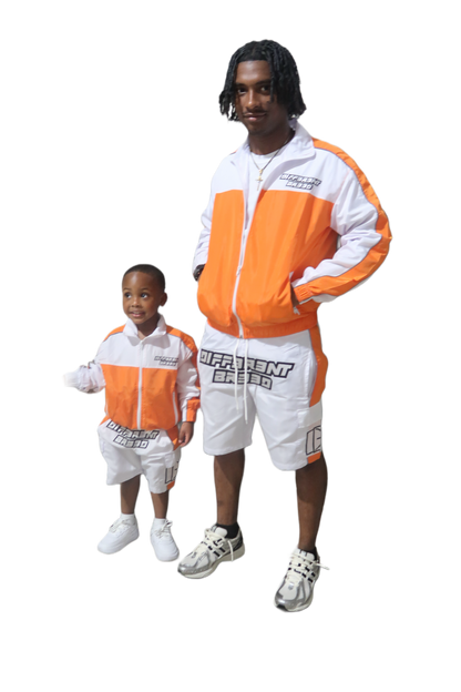KIDS ORANGE WINDBREAKER SHORT SET