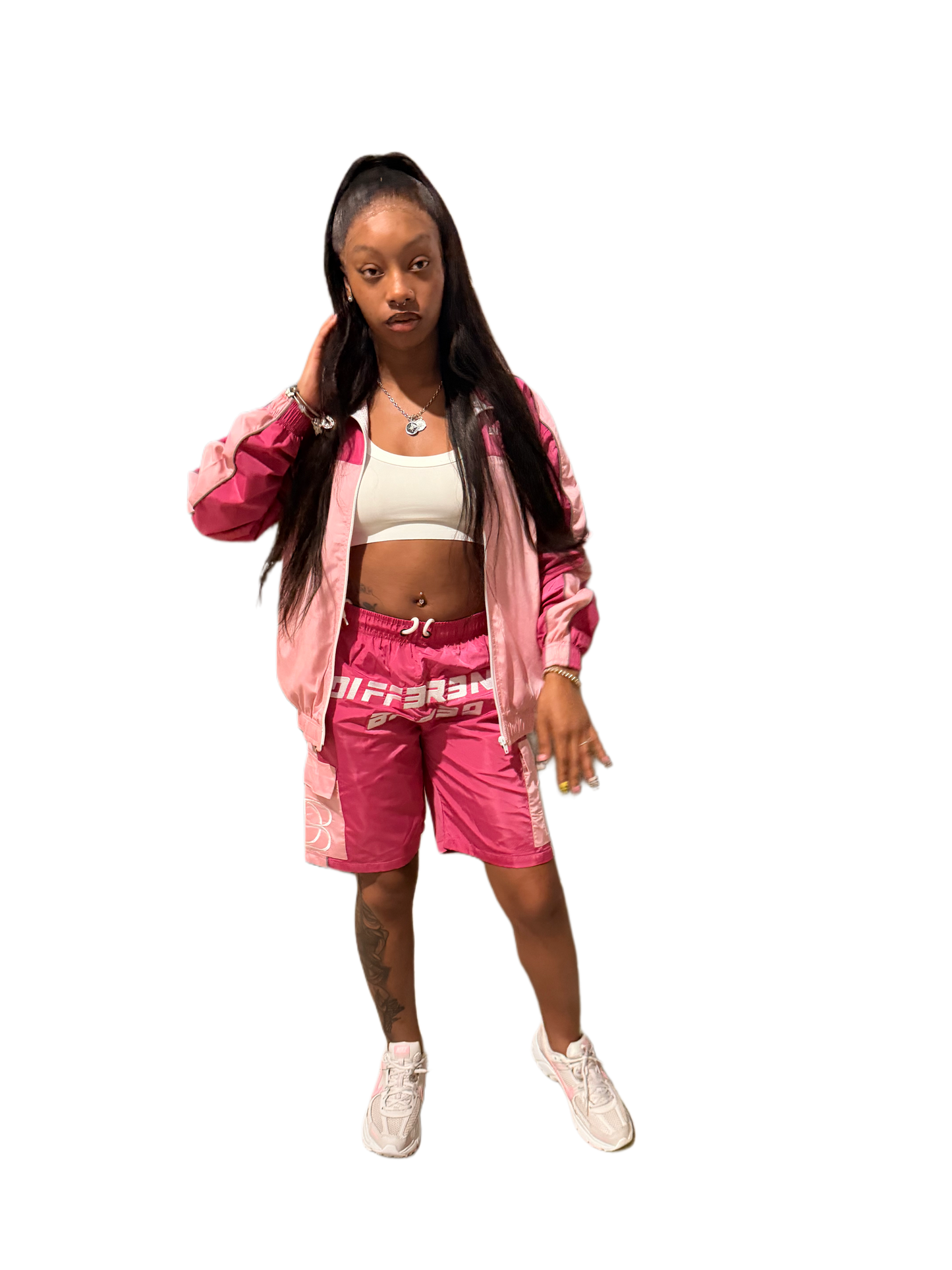 ADULTS PINK WINDBREAKER SHORT SET💕