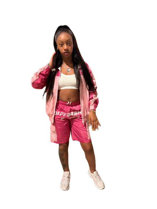 ADULTS PINK WINDBREAKER SHORT SET💕