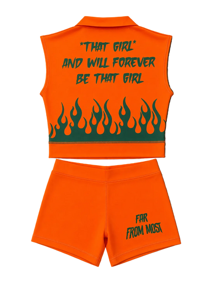 ORANGE AND GREEN OUTFIT