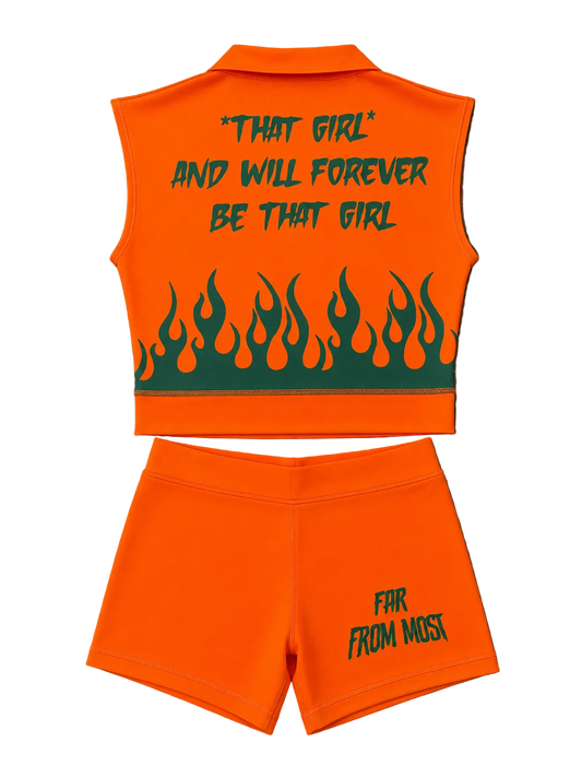 ORANGE AND GREEN OUTFIT