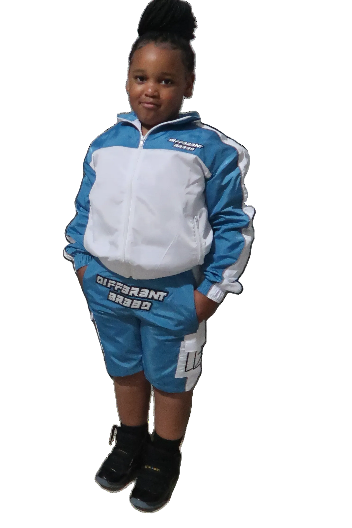 KIDS BLUE WINDBREAKER SHORT SETS