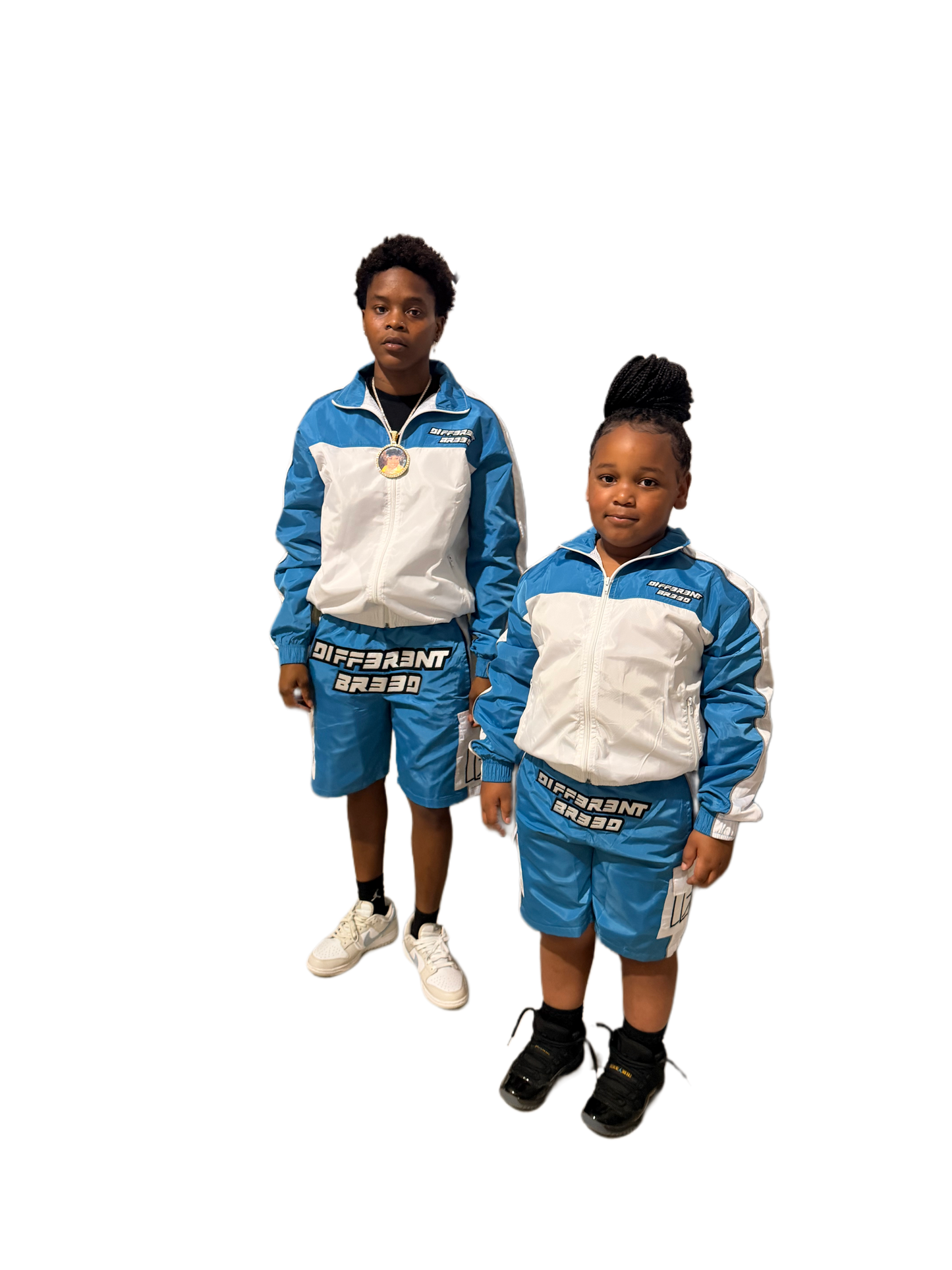 KIDS BLUE WINDBREAKER SHORT SETS
