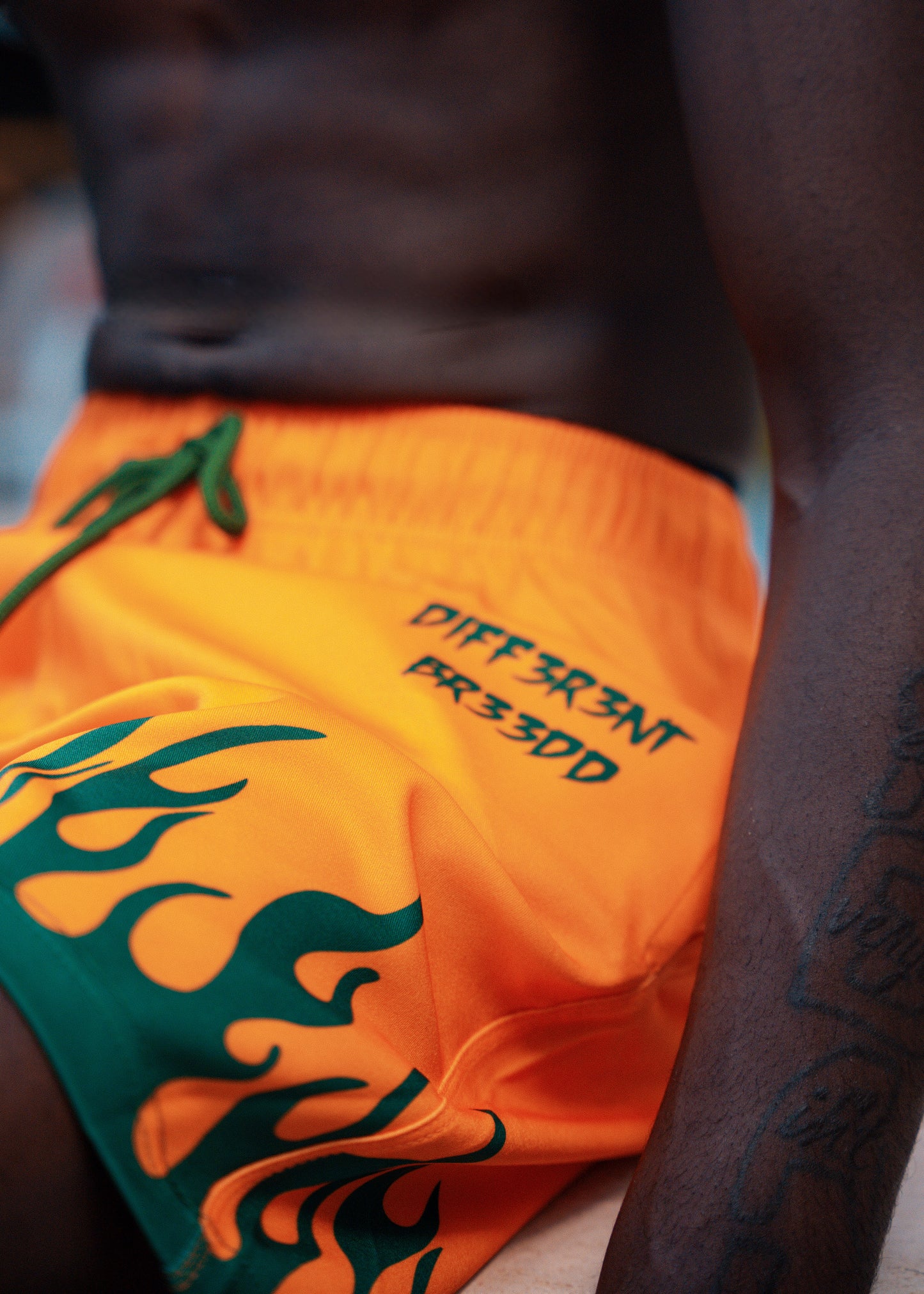ORANGE AND GREEN MENS SHORTS