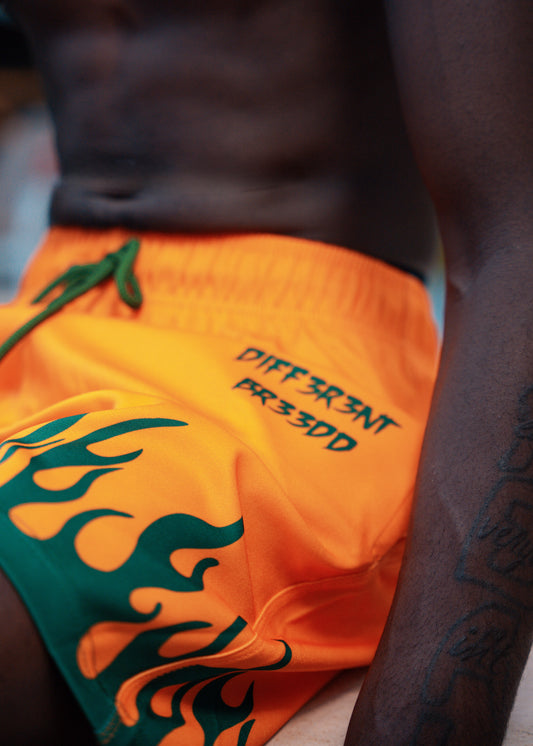 ORANGE AND GREEN MENS SHORTS